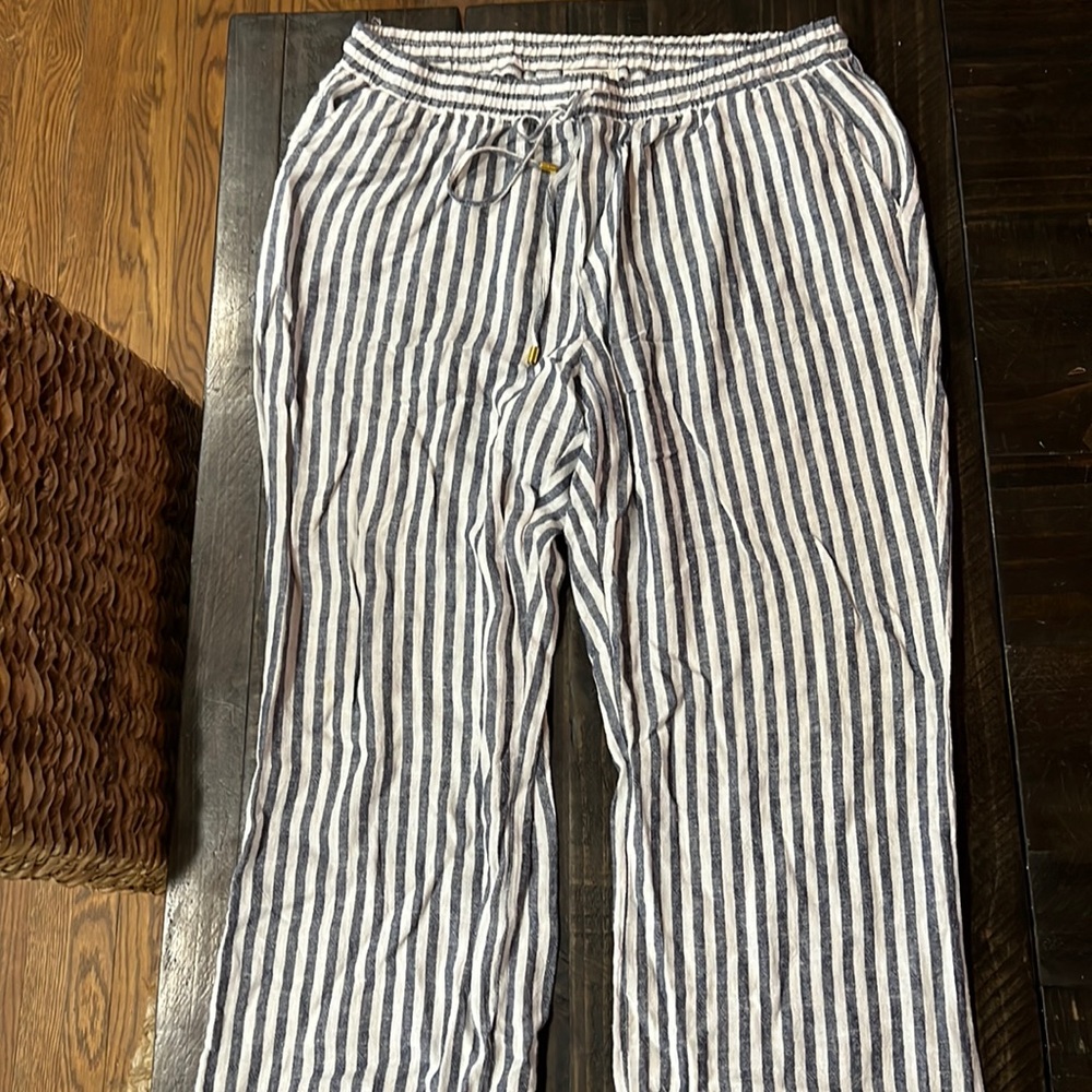 Ellen Tracy womens striped drawstring pants